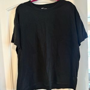 Aerie Distressed Basic Boyfriend TShirt Black Large